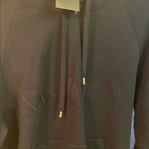 Saint Laurent Black Crewneck Sweatshirt with Tonal Logo